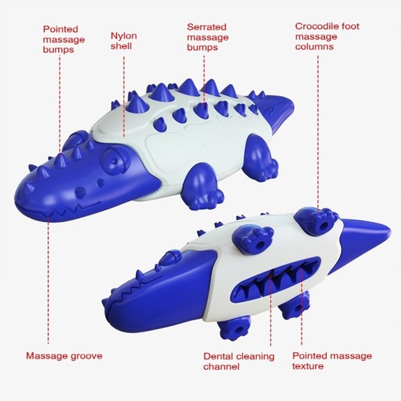 Crocodile Shape Molar Stick Tooth Brush Dog Chew Toy for Dental Health and Play - Picture 2 of 9